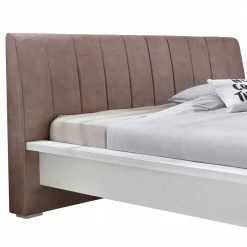 Weißes Holzbett Pinie Mit Braunem Polster-Kopfteil - Altona 8 Weißes Holzbett Pinie Mit Braunem Polster-Kopfteil - Altona -Valganios Sales weisses holzbett pinie mit braunem polster kopfteil in 160x200 oder 180x200 altona 02