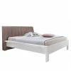 Weißes Holzbett Pinie Mit Braunem Polster-Kopfteil - Altona -Valganios Sales weisses holzbett pinie mit braunem polster kopfteil in 160x200 oder 180x200 altona f