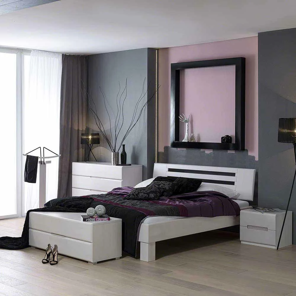 Weißes Massivholzbett Annabell mit Kopfteil Weißes Massivholzbett Annabell Mit Kopfteil -Valganios Sales weisses massivholzbett kopfteil 200cm oder 220cm laenge annabell 01