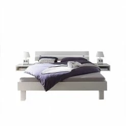 Weißes Massivholzbett & Nachttische - Mero (dreiteilig)