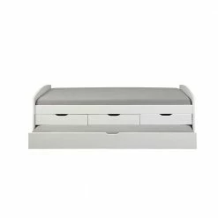 Weißes Schubkastenbett Mit Ausziehbett - Becrux -Valganios Sales weisses schubkastenbett mit ausziehbett aus kiefer massivholz mdf becrux 02