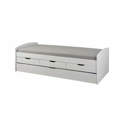 Weißes Schubkastenbett Mit Ausziehbett - Becrux