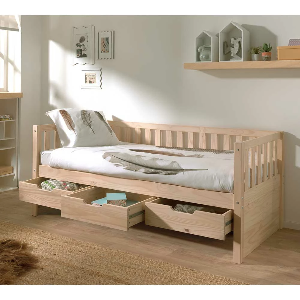 White Wash Funktionsbett mit drei Schubladen - Camilla White Wash Funktionsbett Mit Drei Schubladen - Camilla -Valganios Sales white wash funktionsbett mit drei schubladen im kojendesign aus kiefer massiv camilla 02