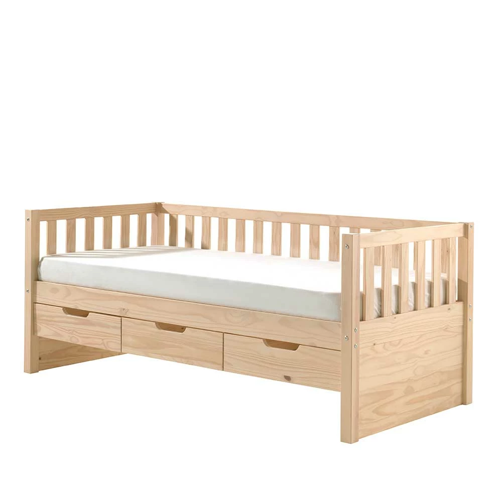 White Wash Funktionsbett mit drei Schubladen - Camilla White Wash Funktionsbett Mit Drei Schubladen - Camilla -Valganios Sales white wash funktionsbett mit drei schubladen im kojendesign aus kiefer massiv camilla 03