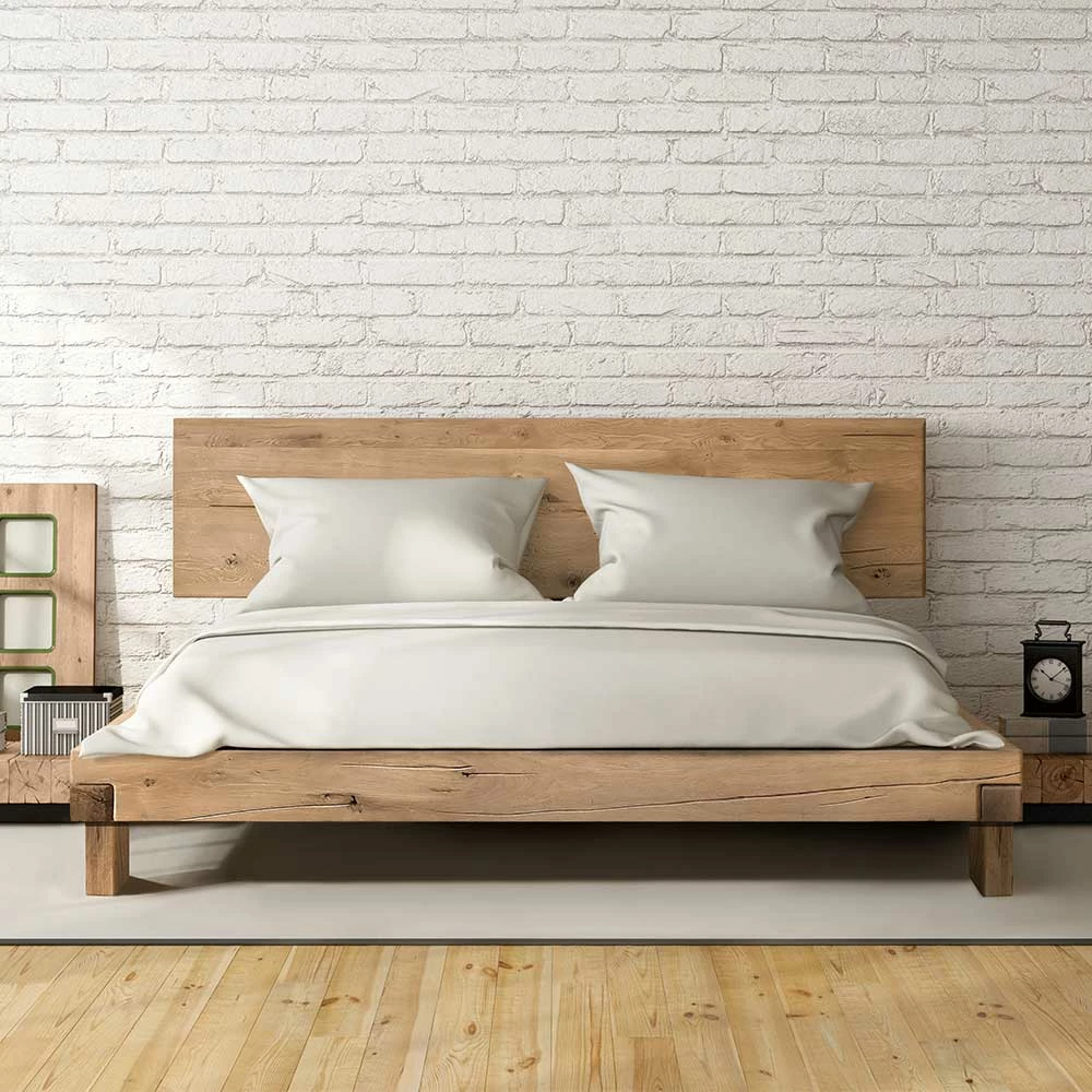 Wildeiche Balkenbett im Modern Country Style - Rain Wildeiche Balkenbett Im Modern Country Style - Rain -Valganios Sales wildeiche balkenbett im modern country style vier doppelbettgroessen rain 02