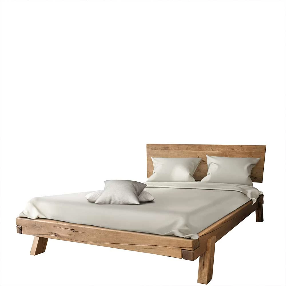 Wildeiche Balkenbett im Modern Country Style - Rain Wildeiche Balkenbett Im Modern Country Style - Rain -Valganios Sales wildeiche balkenbett im modern country style vier doppelbettgroessen rain f