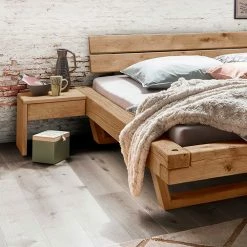 Wildeiche Balkenbett Mit Kufengestell - Zalabete (dreiteilig) -Valganios Sales wildeiche balkenbett mit kufengestell nachtkonsolen zalabete 03