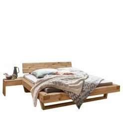 Wildeiche Balkenbett Mit Kufengestell - Zalabete (dreiteilig)