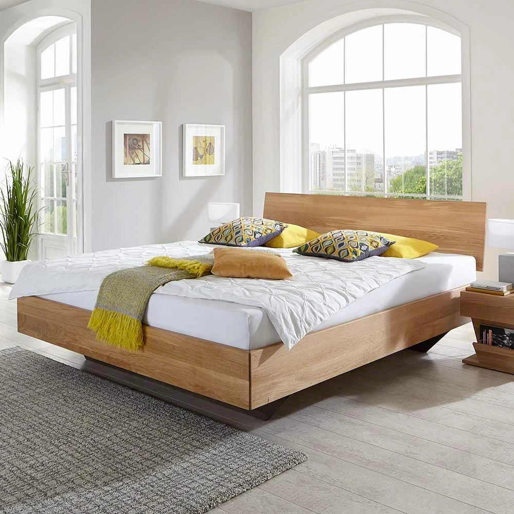 Wildeiche Bett Siao mit Kufengestell dunkel Wildeiche Bett Siao Mit Kufengestell Dunkel -Valganios Sales wildeiche bett kufengestell dunkel schwebeoptik massivholz siao 01