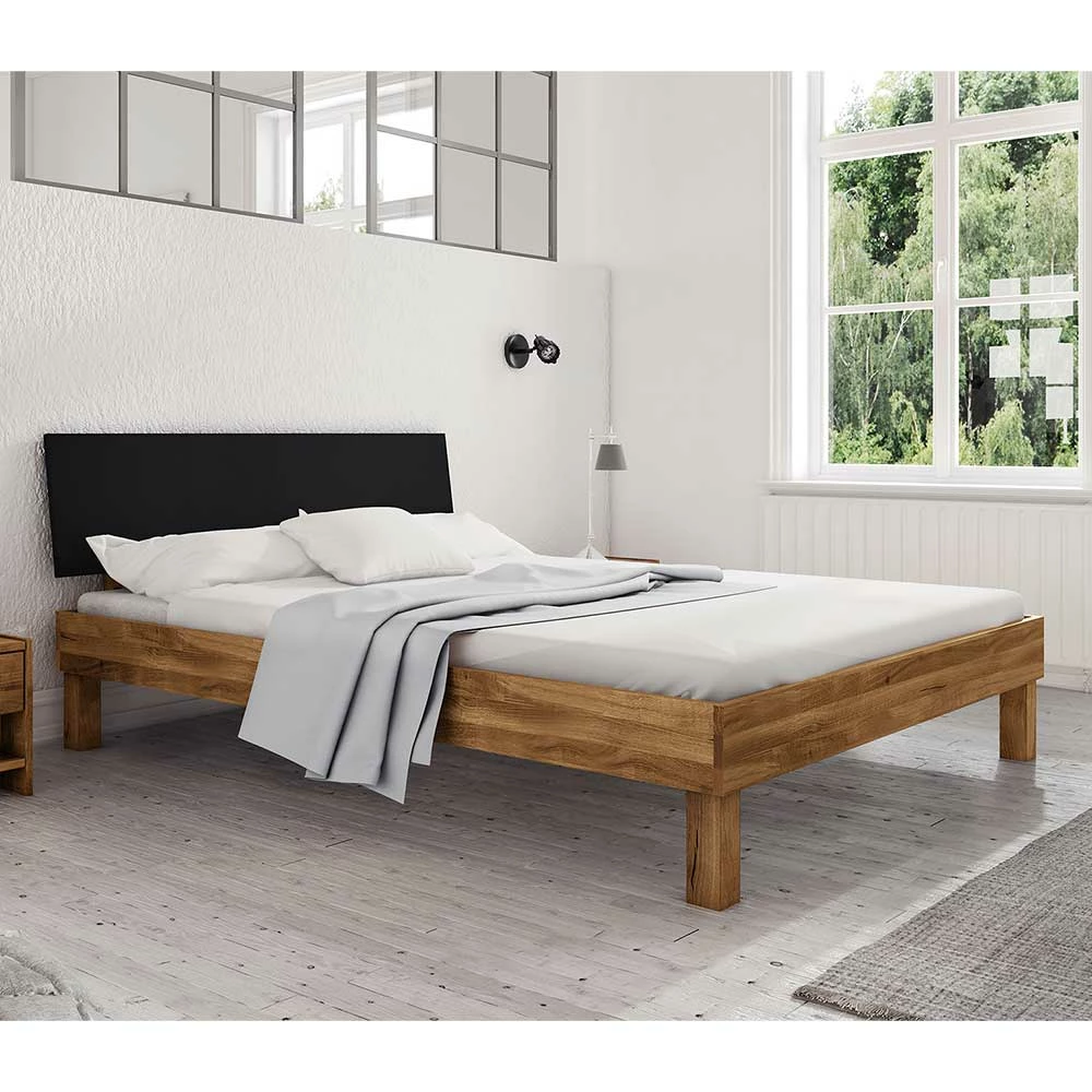 Wildeiche Bett mit 190cm Länge - Olbysca Wildeiche Bett Mit 190cm Länge - Olbysca -Valganios Sales wildeiche bett mit 190cm laenge in vier breiten mdf kopfteil schwarz olbysca 01