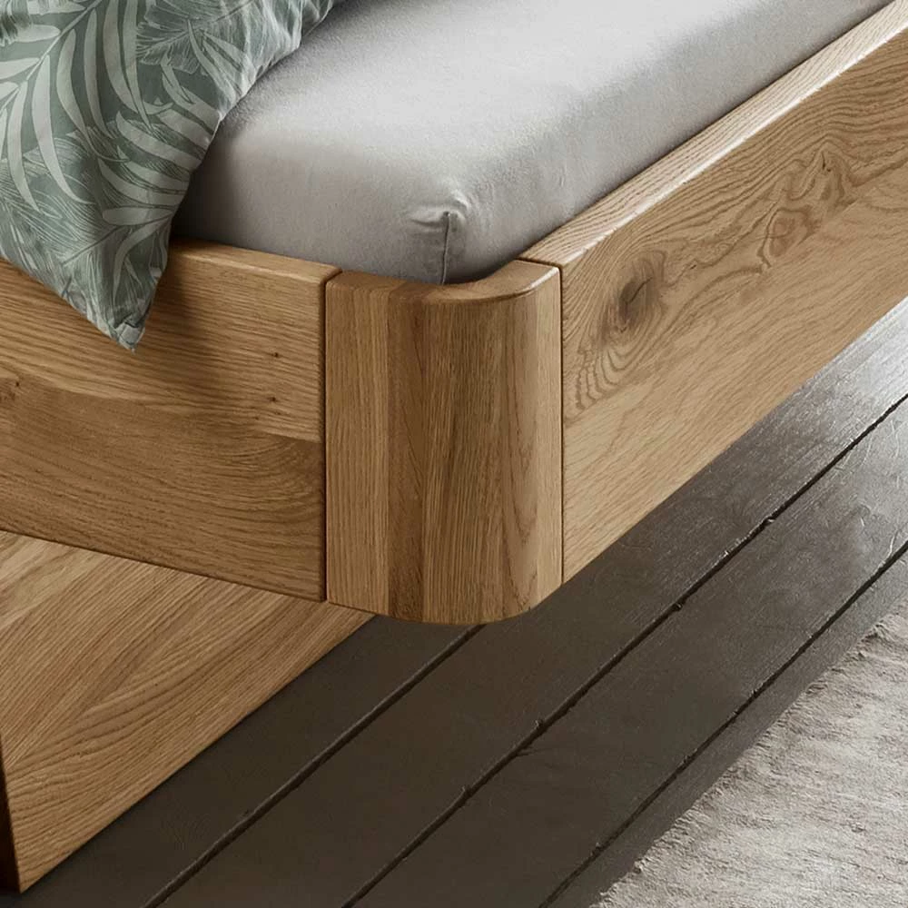 Wildeiche Bett mit Schubkasten Set - Zennian (dreiteilig) Wildeiche Bett Mit Schubkasten Set - Zennian (dreiteilig) -Valganios Sales wildeiche bett mit schubkasten set mit nachtkommoden zum einhaengen zennian 02