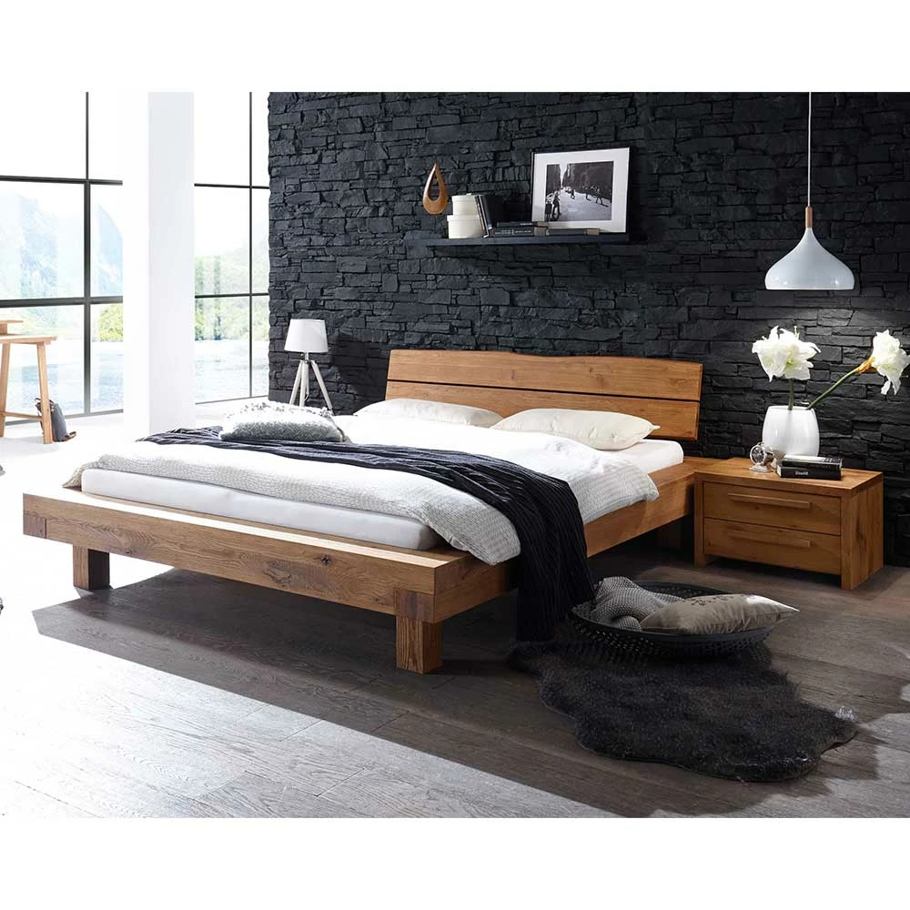 Wildeiche Bett & Nachtkommoden - Bouquet (dreiteilig) Wildeiche Bett & Nachtkommoden - Bouquet (dreiteilig) -Valganios Sales wildeiche bett nachtkommoden in vier groessen doppelbett bouquet 01