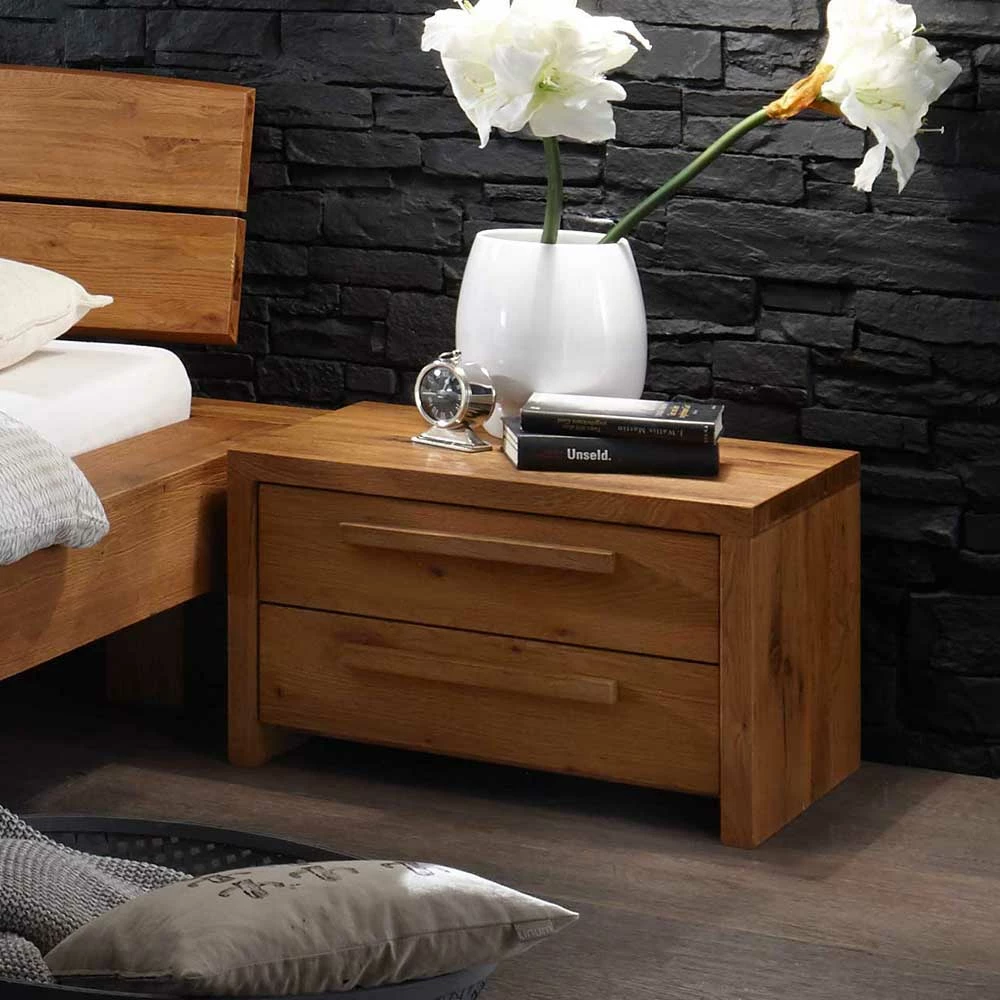 Wildeiche Bett & Nachtkommoden - Bouquet (dreiteilig) Wildeiche Bett & Nachtkommoden - Bouquet (dreiteilig) -Valganios Sales wildeiche bett nachtkommoden in vier groessen doppelbett bouquet 04