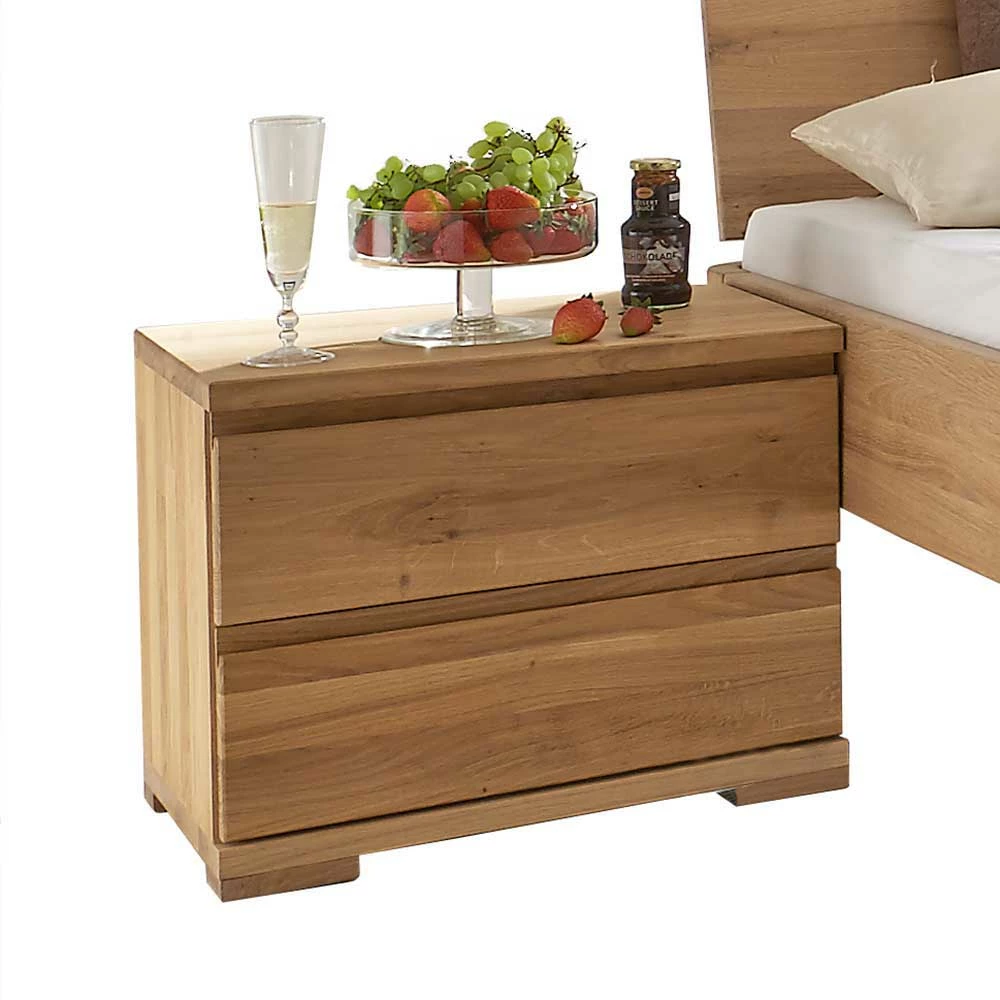 Wildeiche Bett & Nachttisch Paar - Aivan (dreiteilig) Wildeiche Bett & Nachttisch Paar - Aivan (dreiteilig) -Valganios Sales wildeiche bett nachttisch paar inklusive kopfteil kissen aivan 04