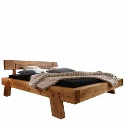 Wildeiche Holzbett Mit Rustikalem Design - Tregova