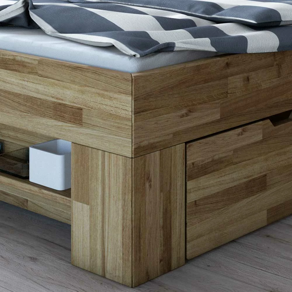 Wildeiche Schubkastenbett in modernem Design - Henrietta Wildeiche Schubkastenbett In Modernem Design - Henrietta -Valganios Sales wildeiche schubkastenbett in modernem design 140x200cm oder 180x200cm henrietta 02
