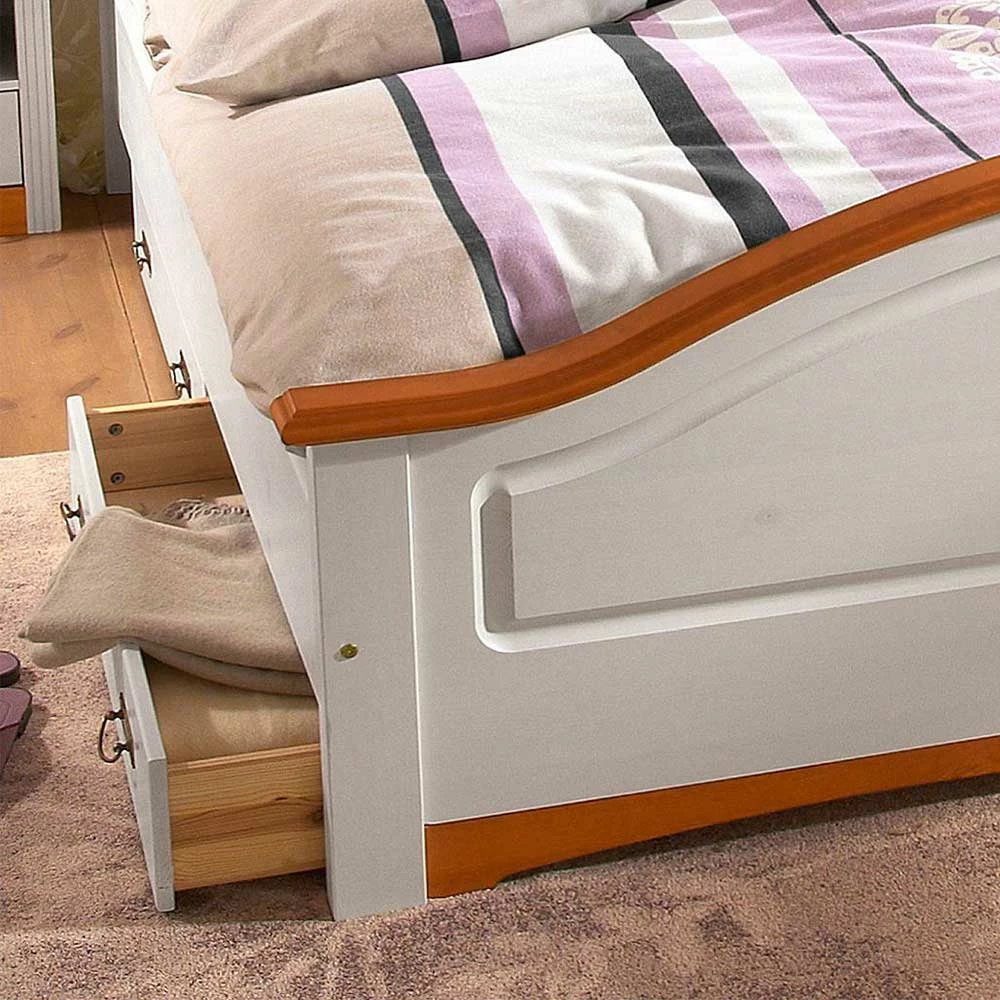 Zweifarbiges Landhaus Bett aus Holz - Beapta Zweifarbiges Landhaus Bett Aus Holz - Beapta -Valganios Sales zweifarbiges landhaus bett aus holz inkl lattenrost bettkasten optional beapta 04